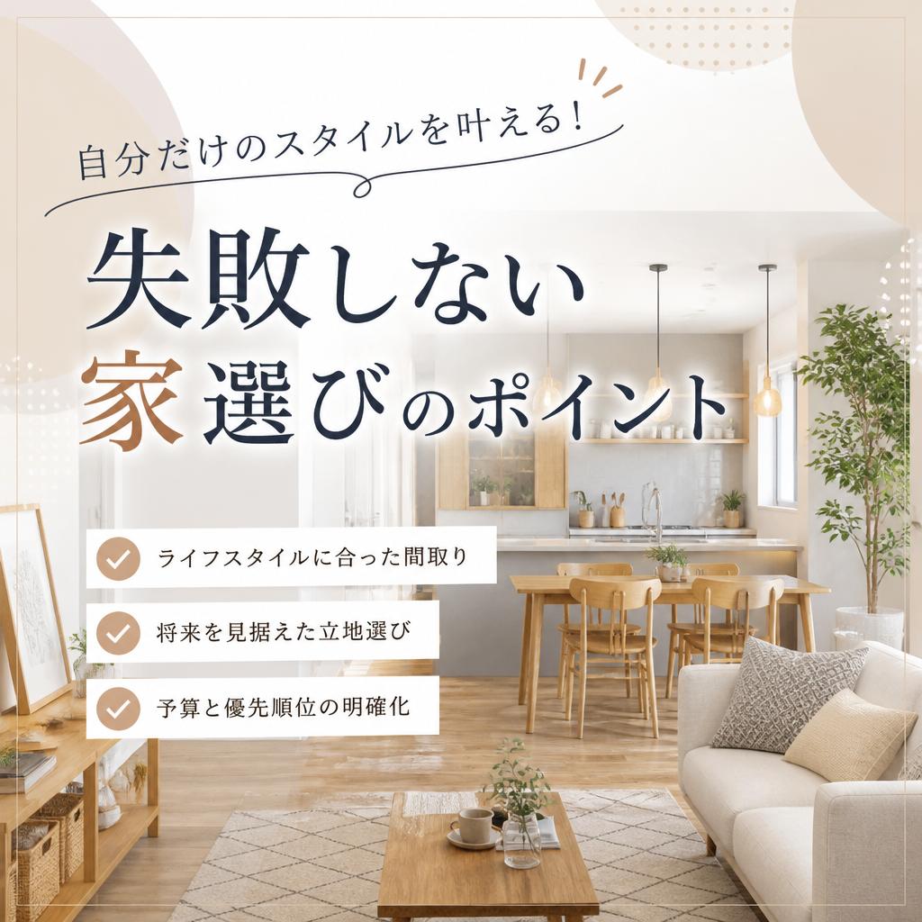 自分だけのスタイルを叶える！失敗しない家選びのポイント