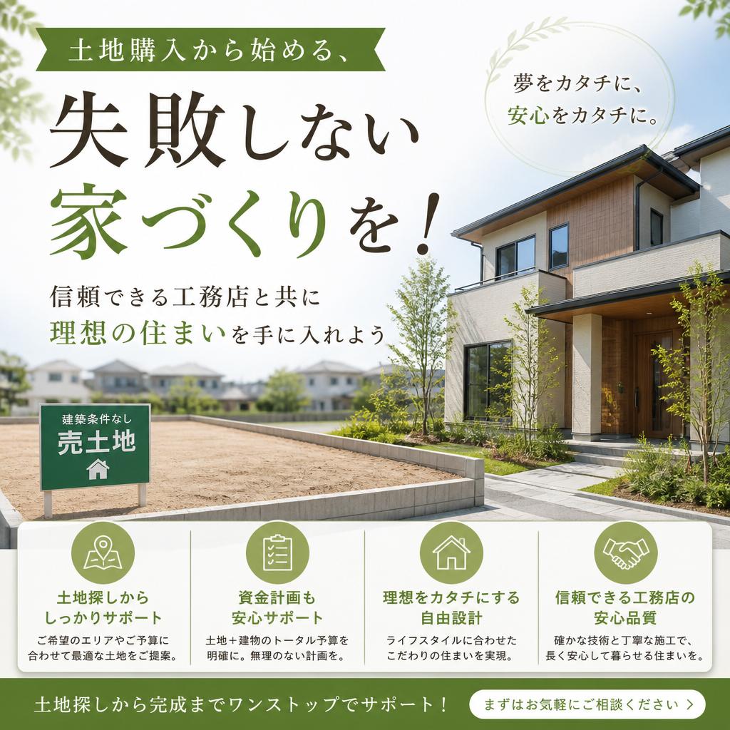 土地購入から始める、失敗しない家づくりを！信頼できる工務店と共に理想の住まいを手に入れよう